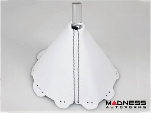 FIAT 124 Spider Gear Shift Boot - Black Italy - White Leather w/ Black Stitching